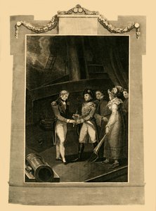 1815年7月15日、1816年7月15日、ベレロフォンに乗船したブオナパルトの降伏。 作： Unbekannt