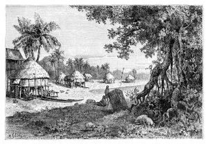 1895年、インド、ニコバル諸島、カーニコバル、サウィの村 作： Unbekannt