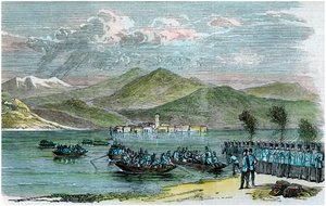 戦争、オーストリア、マッジョーレ湖を渡る、c1875 作： Unbekannt