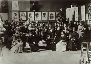 アカデミー・ジュリアンの女性たち、1880～1890年。 作： Unbekannt