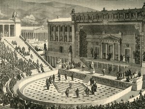 アテネのディオニュソス劇場、1890年。