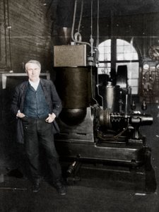 トーマスアルバエジソン、アメリカの発明家、1880年代に電灯を生成する最初の発電機 作： Unbekannt