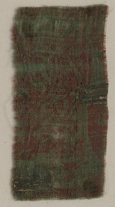 イタリアのゴシックシルクの3つの断片、1300年代。 作： Unbekannt