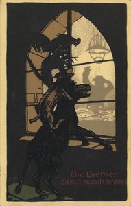 グリム兄弟による 『ブレーメンの町の音楽家』のタイトルデザイン、1910年代 作： Unbekannt