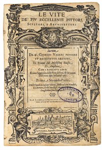 タイトルページ：ジョルジョヴァザーリ、「最も優れたイタリアの画家の生活」、彫刻家、1568年。 作： Unbekannt