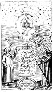 ジョンウィルキンス作「新世界と別の惑星に関する談話」のタイトルページ、1683年 作： Unbekannt
