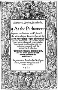 議会法のタイトルページ、1585、1893