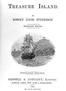 ロバート・ルイス・スティーブンソンによるトレジャーアイランドのタイトルページ、1886 作： Unbekannt