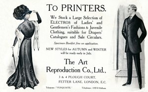 プリンター-アート複製株式会社の広告、1909年。 作： Unbekannt