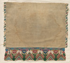 ビーズボーダー付きタオルエンド、1800年代初頭。 作： Unbekannt