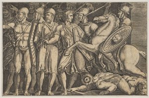 トラヤヌスの戦い、ダキア人、トラヤヌスの乗馬、グループに向かって右...、ca。 1515-1600。
