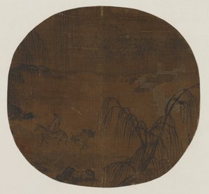柳の木の下の旅人、元または明王朝、1279-1644。