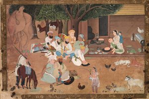 農場に立ち寄る旅の戦士c。 1800。 作： Unbekannt
