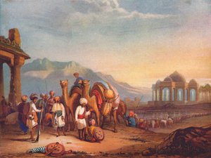 1908年、カティワールの古代州でエスコートを持つ旅行者 作： Unbekannt