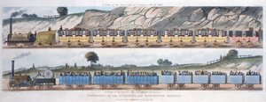 リバプール・アンド・マンチェスター鉄道で旅をする」。 作： Unbekannt