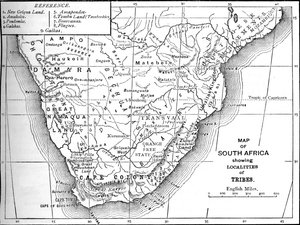 南アフリカの部族地図、c1880