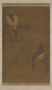 枯れた大枝の上の 2 羽の鷹、明王朝、16 世紀。 作： Unbekannt
