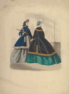コートを着た2人の女性、1863-64。 作： Unbekannt