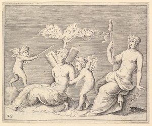 二人の女性と二人のキューピッド、ca。 1599-1622。