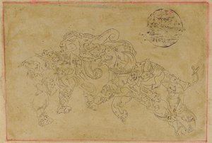 18 世紀に戦っている 2 頭の合成象。 作： Unbekannt