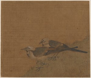 2羽のハクセキレイ、元時代、14世紀。 作： Unbekannt