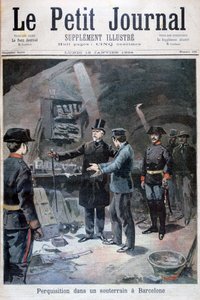 アナキストの地下調査、バルセロナ、1894 作： Unbekannt
