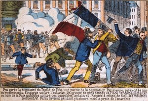 1871年のパリコミューンの設立につながる蜂起。 作： Unbekannt
