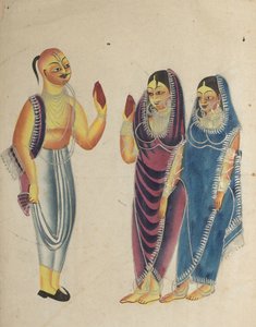 Vaishnava信者と2人の女性、1800年代。 作： Unbekannt