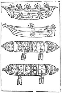 戦争で使用されるさまざまな形式のパドルボート、1483 作： Unbekannt