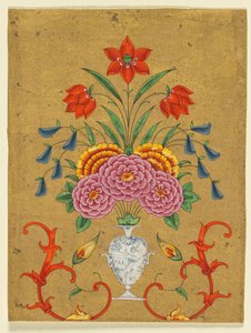 生け花とスクロールワークの花瓶、1750～1800年頃 作： Unbekannt