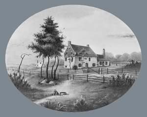 1865 年、ニューヨーク州ブルックリンの Gowannus にある Vechte House。 作： Unbekannt