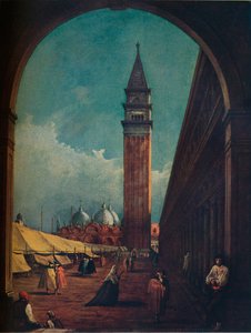 ヴェネツィア：サウスウエストエンドのアーチ道から見たサンマルコ広場の見本市、c1863 作： Unbekannt