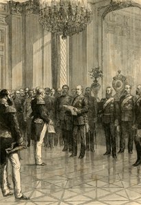 1871年のヴェルサイユ：1890年、ドイツ国王ウィリアム皇帝を宣言。 作： Unbekannt