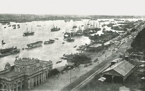フーグリー橋、カルカッタ、インド、1895年からの眺め。 作： Unbekannt