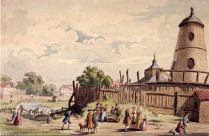 ニューリバーヘッドの眺め、フィンズベリー、ロンドン、c1750 作： Unbekannt