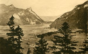 オーバーアマガウ、1922年の景色。 作： Unbekannt