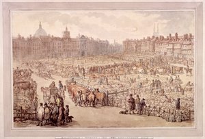 スミスフィールド マーケットの眺め、ロンドン、1810 年 作： Unbekannt