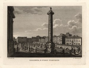 トラヤヌスの列柱とトラヤヌスのフォーラムの眺め、Colonna e Foro Trajano 作： Unbekannt