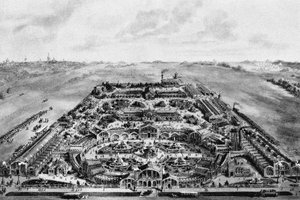 1882年の全ロシア展覧会の眺め、1882年ホディンカ、モスクワ、1882年 作： Unbekannt