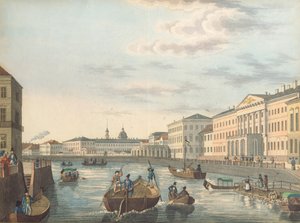 1820年代のサンクトペテルブルクのフォンタンカ川の眺め 作： Unbekannt