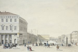 1839年、ポリスブリッジからのモイカ堤防の眺め 作： Unbekannt