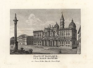 View of Piazza e Basilica di Santa Maria Maggiore, Square and Church of Saint Mary Major with the Marian Column, Rome