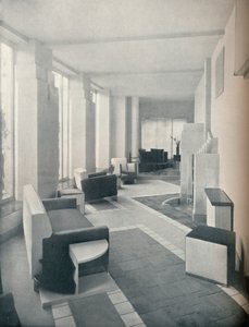 1930年の3つの窓と柱を示す日光の下での太陽の部屋の眺め 作： Unbekannt