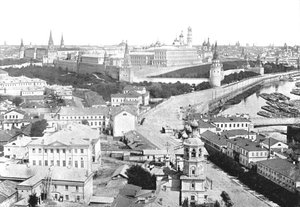 1895年の街とクレムリン、モスクワ、ロシアの眺め。