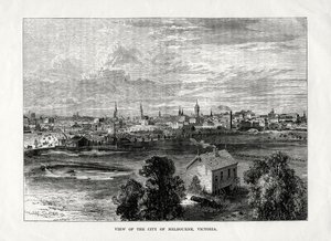 メルボルン、ビクトリア、オーストラリア、1877年の街の眺め 作： Unbekannt
