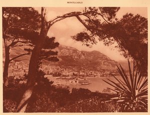 1930年のモナコからのモンテカルロの眺め。 作： Unbekannt