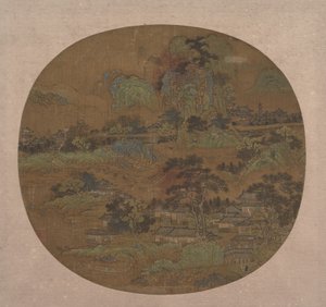 江南の村と寺院、15 世紀初頭。 作： Unbekannt
