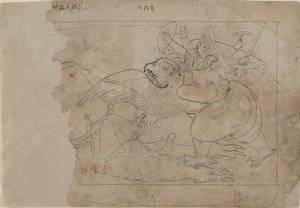 ガルーダの悪魔を倒すヴィシュヌ、18 世紀半ば。