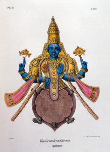 ヒンドゥー教のトリニティトリムルティの神の1つであるヴィシュヌ、1828年 作： Unbekannt