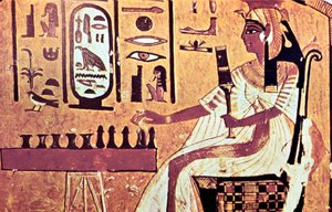 ネフェルタリ、テーベ、古代エジプト、19王朝、紀元前13世紀の墓の壁画 作： Unbekannt
